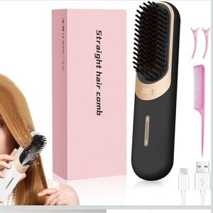 Portable Sleek Black Hair Straightening Comb